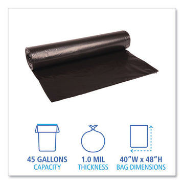 Boardwalk® Low Density Repro Can Liners, 45 Gal, 1 Mil, 40" X 48", Black, 10 Bags-roll, 10 Rolls-carton freeshipping - TVN Wholesale